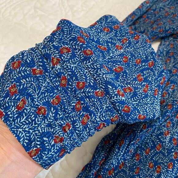 Sezane Floral Silk Blend Blouse  Button Front US 4 / Size 36 Cottage Peasant - Picture 7 of 9